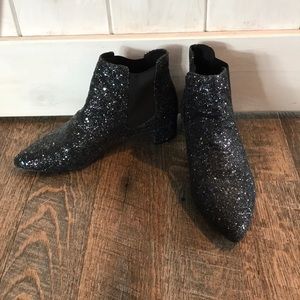 Topshop black glitter ankle boots